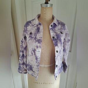Girls Lands End tie dye stretch denim jacket - New, Never Worn - Size 10-12